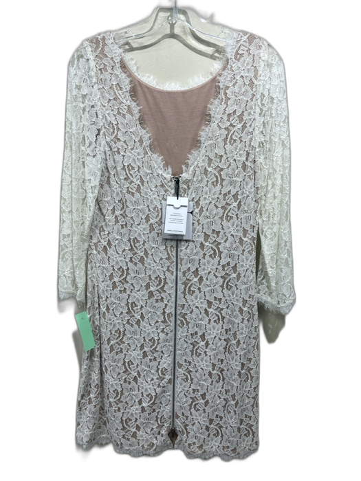 Diane Von Furstenberg Size 14 White & Beige Rayon Blend Long Sleeve Dress White & Beige / 14
