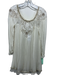 Free People Size M Cream White & Beige Viscose Ruffle Trim Wide Neck Dress Cream White & Beige / M