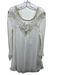 Free People Size L Cream White & Beige Viscose Ruffle Trim Wide Neck Dress Cream White & Beige / L
