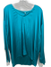 Elie Tahari Size L Teal Silk Blend Long Sleeve Frayed Detail U Neck Top Teal / L