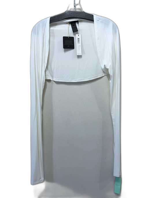 Donna Karan Size L White Viscose Blend Cropped Bolero Open Front Jacket White / L