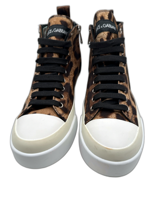 Dolce & Gabbana Shoe Size 40 Brown, White & Black textile upper Lace Up Sneakers Brown, White & Black / 40