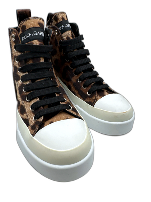 Dolce & Gabbana Shoe Size 40 Brown, White & Black textile upper Lace Up Sneakers Brown, White & Black / 40