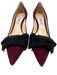 Prada Shoe Size 40 Burgundy Red & Black Leather Upper Suede Bow Mid Heel Pumps Burgundy Red & Black / 40