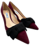 Prada Shoe Size 40 Burgundy Red & Black Leather Upper Suede Bow Mid Heel Pumps Burgundy Red & Black / 40