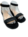 Prada Shoe Size 40 Black Leather Upper Woven Detail Ankle Buckle Wedge Sandals Black / 40