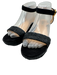 Prada Shoe Size 40 Black Leather Upper Woven Detail Ankle Buckle Wedge Sandals Black / 40