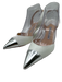 Manolo Blahnik Shoe Size 41 White & Silver Leather Upper Toe Cap Slingbacks White & Silver / 41