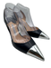 Manolo Blahnik Shoe Size 41 Navy blue & silver Leather Upper Toe Cap Slingbacks Navy blue & silver / 41