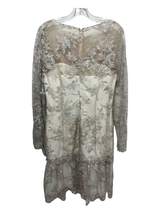 Marchesa Notte Size 14 Cream, Gold & Silver Nylon Blend Lace Overlay Dress Cream, Gold & Silver / 14