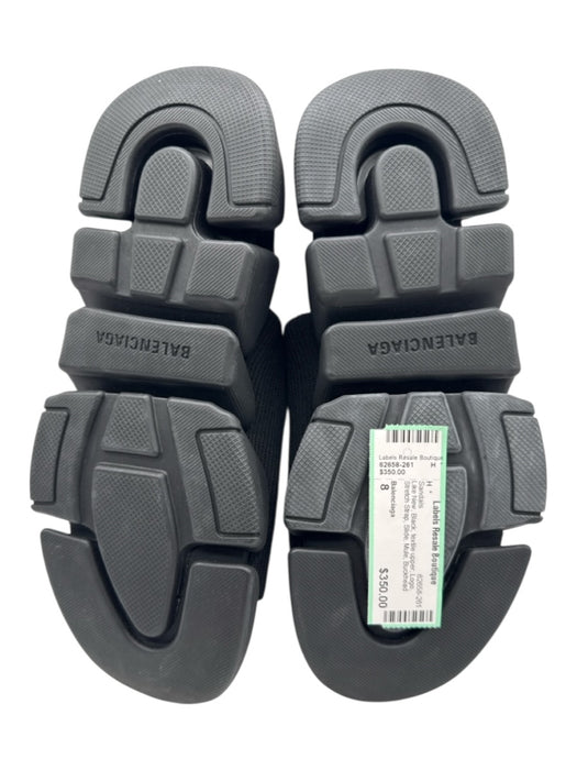 Balenciaga Shoe Size 8 Black textile upper Logo Stretch Strap Slide Mule Sandals Black / 8