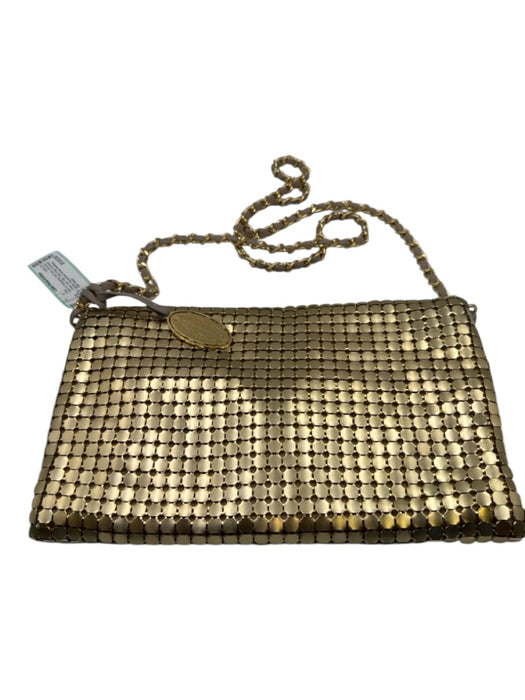 Elie Tahari Gold Tone Aluminium Chain Link Flap Chain Strap Bag Gold Tone