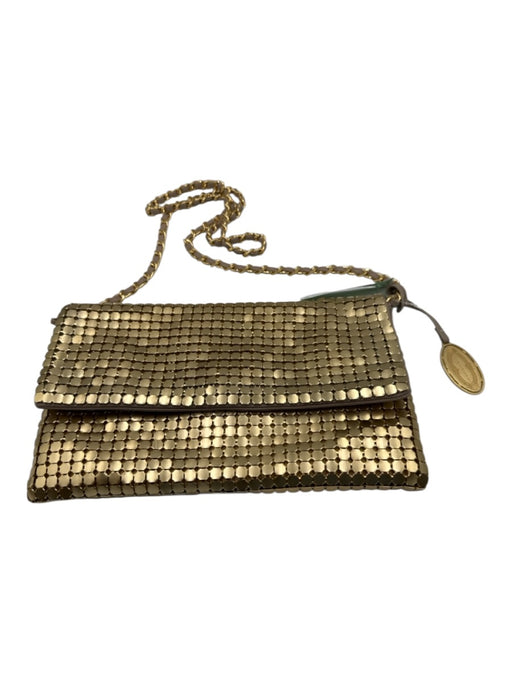 Elie Tahari Gold Tone Aluminium Chain Link Flap Chain Strap Bag Gold Tone