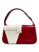 Salvatore Ferragamo Red & White Leather Flap Toggle Close Adjustable Strap Bag Red & White