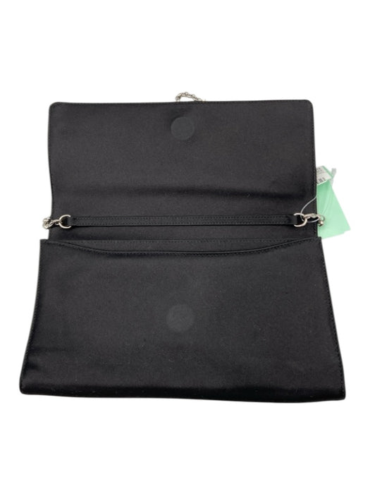 Tiffany & Co. Black & Silver Tone Satin Rhinestone Bow Flap Chain Strap Bag Black & Silver Tone
