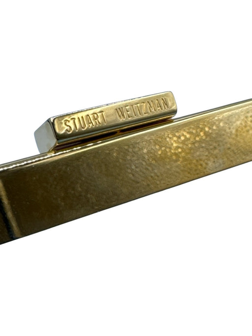 Stuart Weitzman Blue Leather Gold Tone Hardware Croc Embossed Hinge Open Clutch Blue