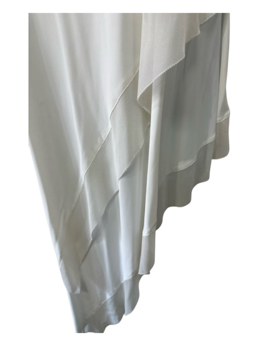 Donna Karan Size Large White & Cream Viscose Blend Jersey Chiffon Trim Top White & Cream / Large