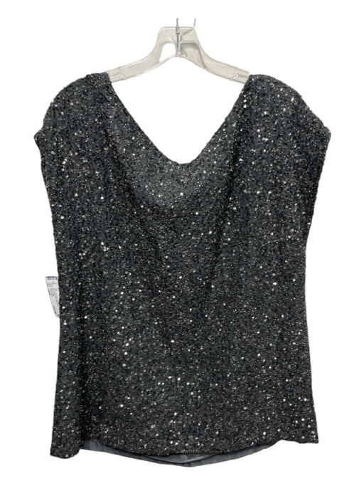 Haute Hippie Size Large Dark Gray Polyester Cap Sleeve All Over Sequins Top Dark Gray / Large