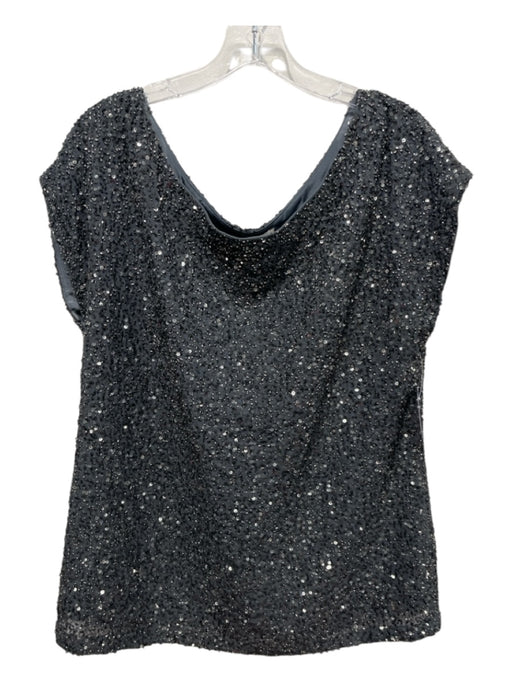 Haute Hippie Size Large Dark Gray Polyester Cap Sleeve All Over Sequins Top Dark Gray / Large