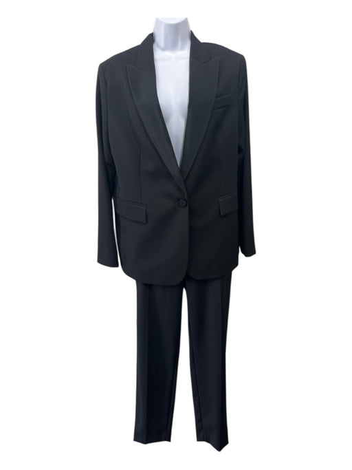 Stella McCartney Size 48/12 Black Wool Fabric Block Single Breasted Pant Set Black / 48/12