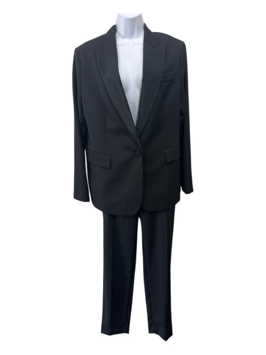 Stella McCartney Size 48/12 Black Wool Fabric Block Single Breasted Pant Set Black / 48/12