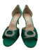 Manolo Blahnik Shoe Size 40.5 Emerald Green Leather Embellished Satin Pumps Emerald Green / 40.5