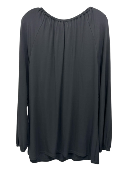 Michael Kors Size Medium Black Rayon Blend Long Sleeve Elastic Neck Top Black / Medium