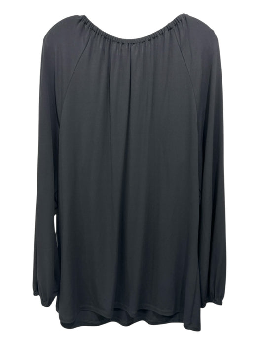 Michael Kors Size Medium Black Rayon Blend Long Sleeve Elastic Neck Top Black / Medium
