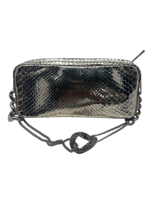 Giorgio Armani Silver & Gold Python Leather Chain Strap Snake Print Clutch Bag Silver & Gold / Small