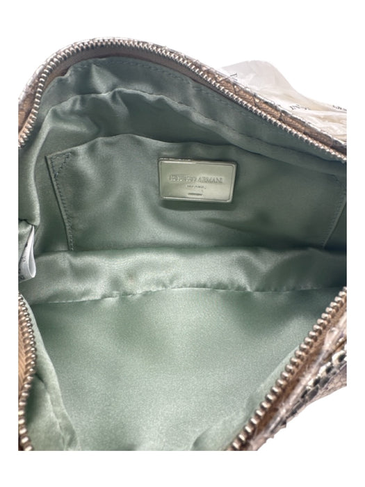 Giorgio Armani Silver & Gold Python Leather Chain Strap Snake Print Clutch Bag Silver & Gold / Small