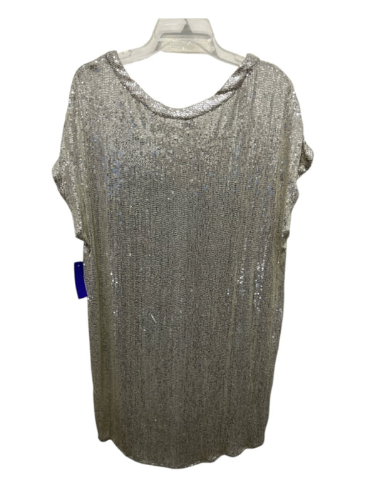 Diane Von Furstenberg Size 4 Silver No Fabric Tag Short Sleeve Wide Neck Dress Silver / 4