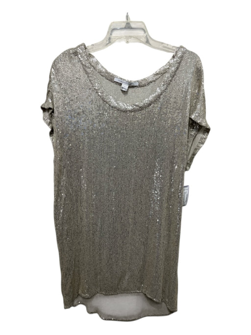 Diane Von Furstenberg Size 4 Silver No Fabric Tag Short Sleeve Wide Neck Dress Silver / 4