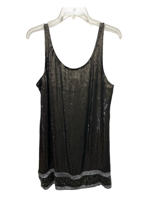Haute Hippie Size Large Black, Brown & Silver Silk Sleeveless Abstract Dress Black, Brown & Silver / Large