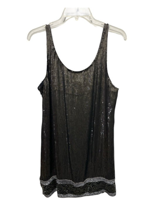 Haute Hippie Size Large Black, Brown & Silver Silk Sleeveless Abstract Dress Black, Brown & Silver / Large
