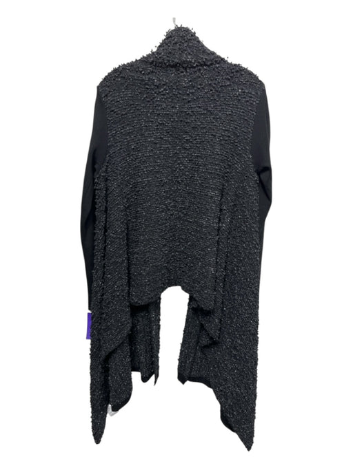 Valentino Size Small Black & Gray No Fabric Tag Boucle Ribbed Open Front Sweater Black & Gray / Small