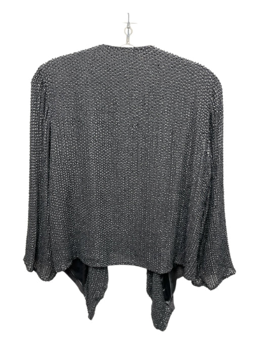 Parker Size L Gray & Blue Silk All Over Sequins Beaded Open Front Jacket Gray & Blue / L