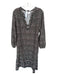 XiRENA Size S Gray & Maroon Cotton Long Sleeve Abstract Belted Maxi Dress Gray & Maroon / S