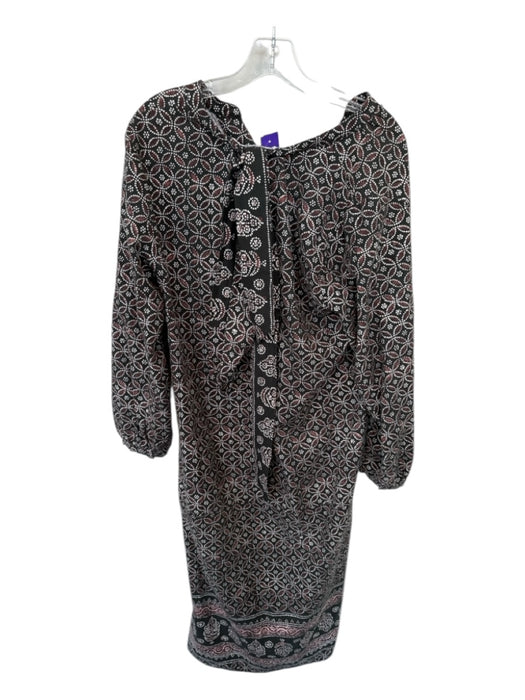 XiRENA Size S Gray & Maroon Cotton Long Sleeve Abstract Belted Maxi Dress Gray & Maroon / S