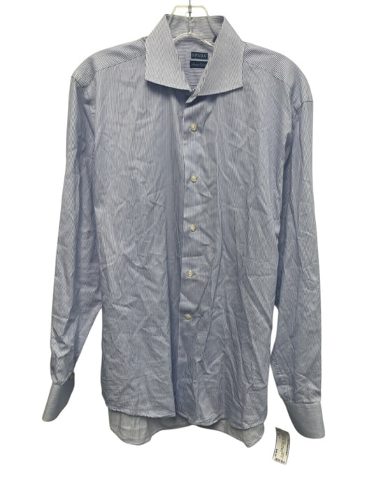 Spada roma Size 16.5 White & Blue Cotton Striped Button Up Long Sleeve Shirt White & Blue / 16.5