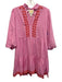 Emily McCarthy Size XS Pink & Orange Tencel 3/4 Puff Sleeve Embroidered Dress Pink & Orange / XS