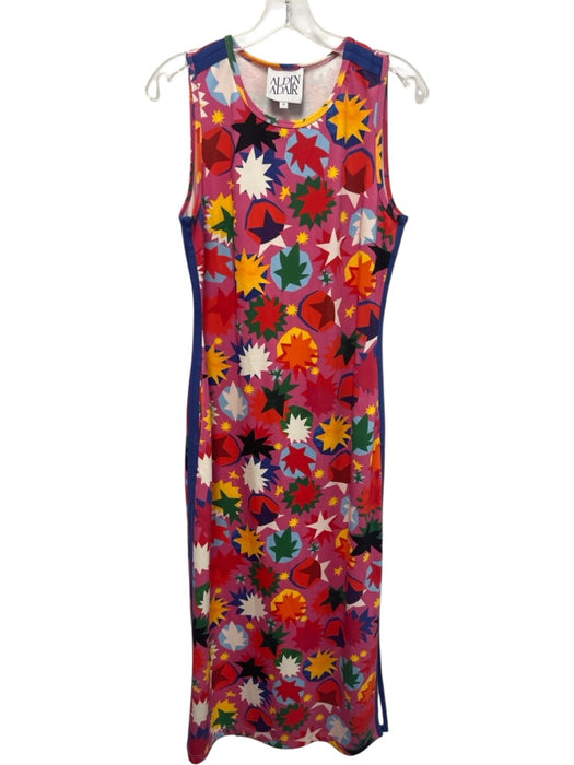 Alden Adair Size S Pink & Multi Abstract Shape Star Print Sleeveless Maxi Dress Pink & Multi / S