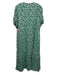Hyacinth House Size M Green & White Rayon Floral & Leaf Print Button Front Dress Green & White / M