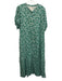 Hyacinth House Size M Green & White Rayon Floral & Leaf Print Button Front Dress Green & White / M