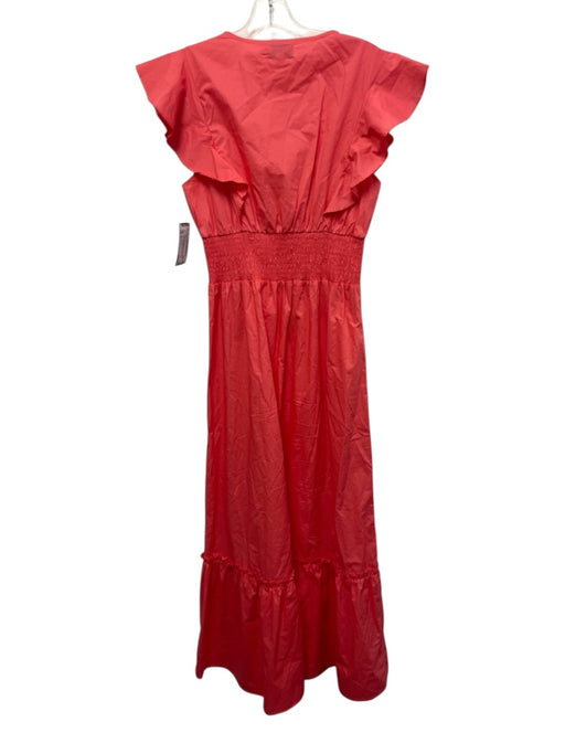 Molly Bracken Size S Coral Pink Cotton Flutter Cap sleeve V Neck Tiered Dress Coral Pink / S