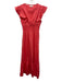 Molly Bracken Size S Coral Pink Cotton Flutter Cap sleeve V Neck Tiered Dress Coral Pink / S
