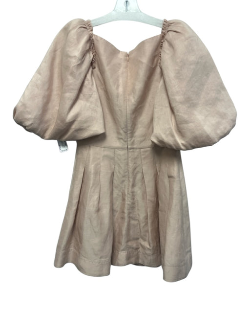 Aje Size M / 10 Baby Pink Viscose & Linen Oversize Puff Sleeve Knot Detail Dress Baby Pink / M / 10