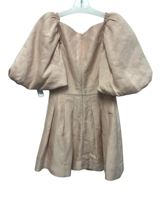 Aje Size M / 10 Baby Pink Viscose & Linen Oversize Puff Sleeve Knot Detail Dress Baby Pink / M / 10