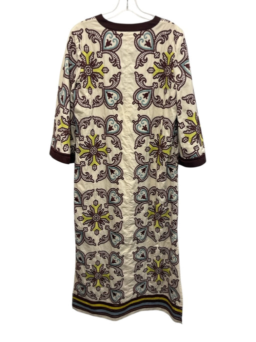 Tuckernuck Size M White, Brown, Blue, Green Cotton Embroidered Paisley Dress White, Brown, Blue, Green / M