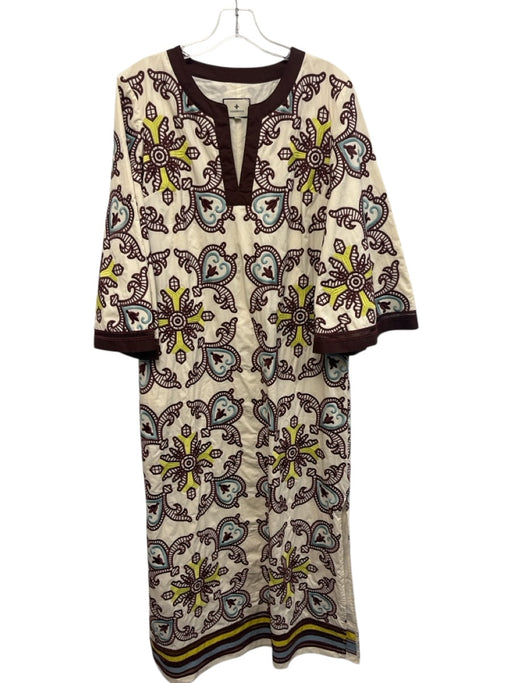 Tuckernuck Size M White, Brown, Blue, Green Cotton Embroidered Paisley Dress White, Brown, Blue, Green / M