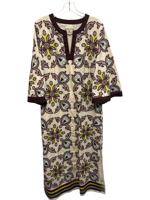 Tuckernuck Size M White, Brown, Blue, Green Cotton Embroidered Paisley Dress White, Brown, Blue, Green / M